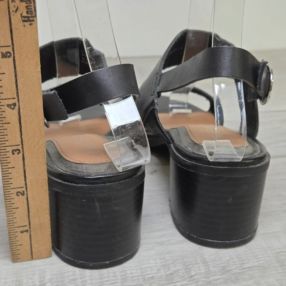 Rampage RAM-HALY Black Double Strap Block Heel Slingback Sandals Womens 6.5M